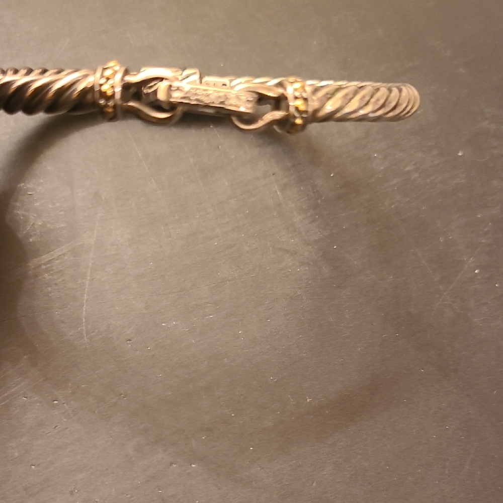 Silver, Gold & DiamondTwisted Cable Bracelet by BJC Samuel Benham In EUC